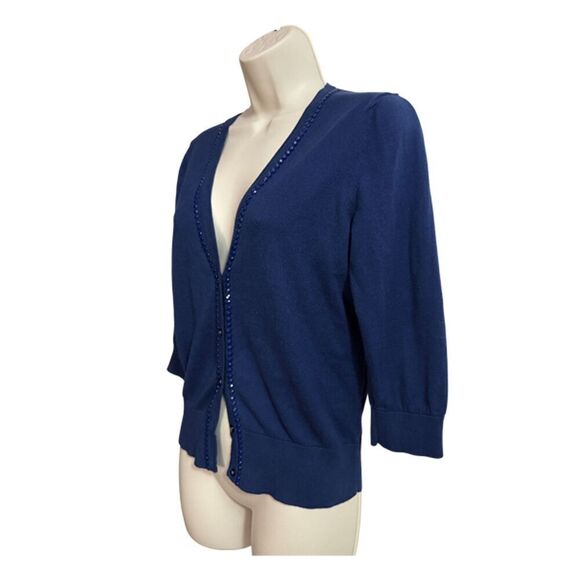 Old Navy Beaded Button Front Navy Sweater Size M - Picture 3 of 9